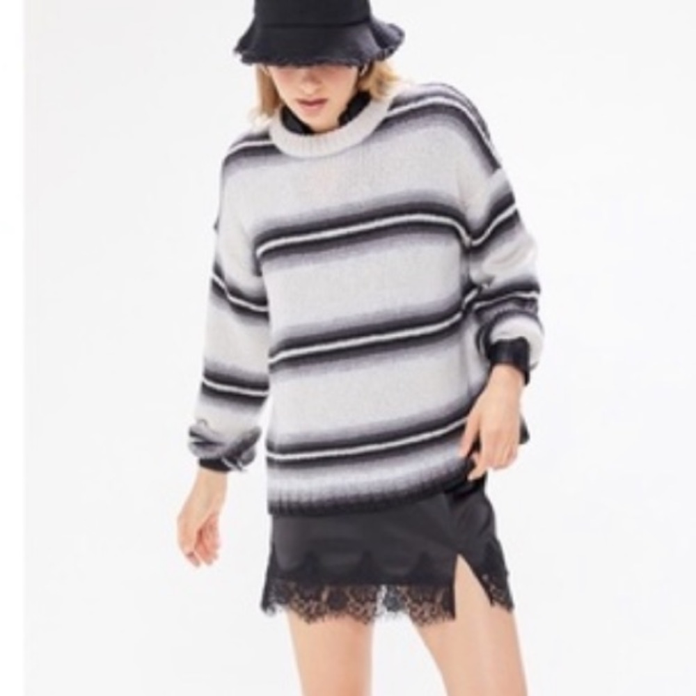 UO Ombré gray striped crewneck sweater